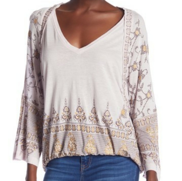 Free People Lilac Medallion Top NWT Long Sleeve - Picture 4 of 4
